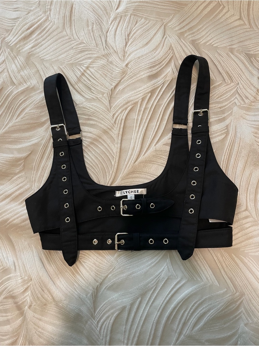 Lychee Black Buckle Harness Top S